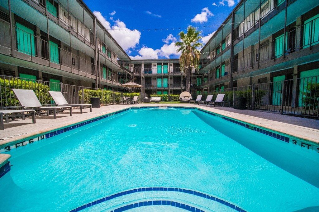 Pool Side Relaxing Area at Mesh Properties, Texas