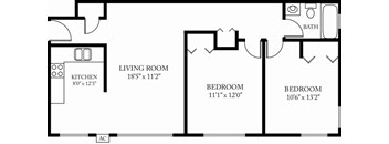 2 Bedroom, 1 Bath
