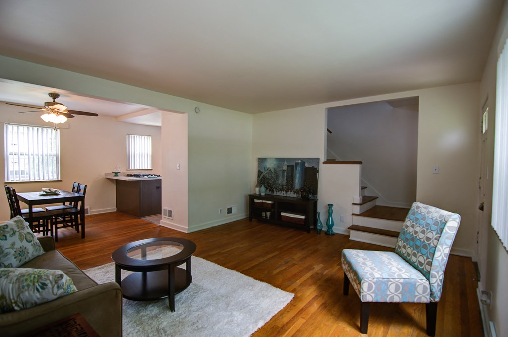 a view of the living room and dining room from the kitchen