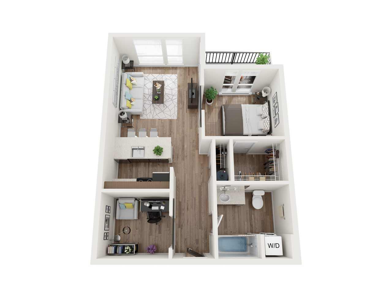1 Bed 1 bath Floor Plan at The Henry, Tacoma, Washington