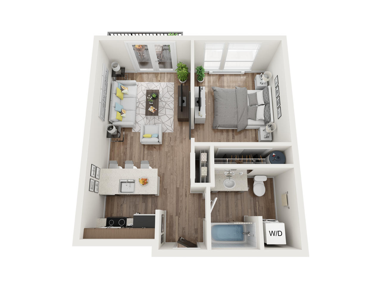 1 Bedroom 1 Bath Floor Plan at The Henry, Washington