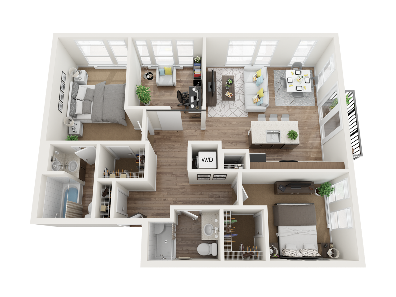 2 Bed 2 Bath Floor Plan at The Henry, Tacoma, WA