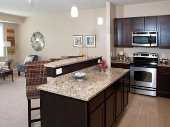 Granite countertops in kitchens and bathrooms