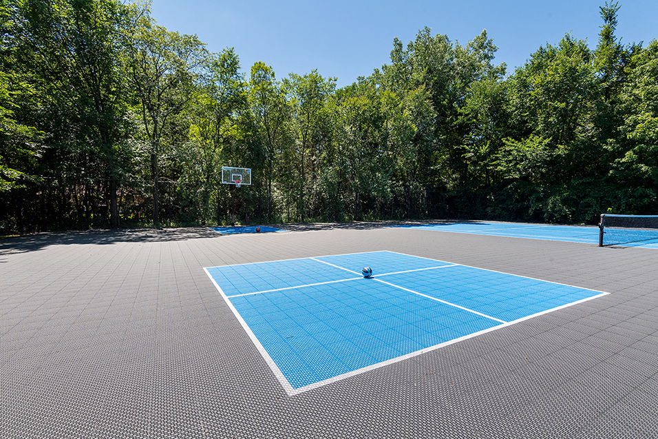 paved, blue foursquare court