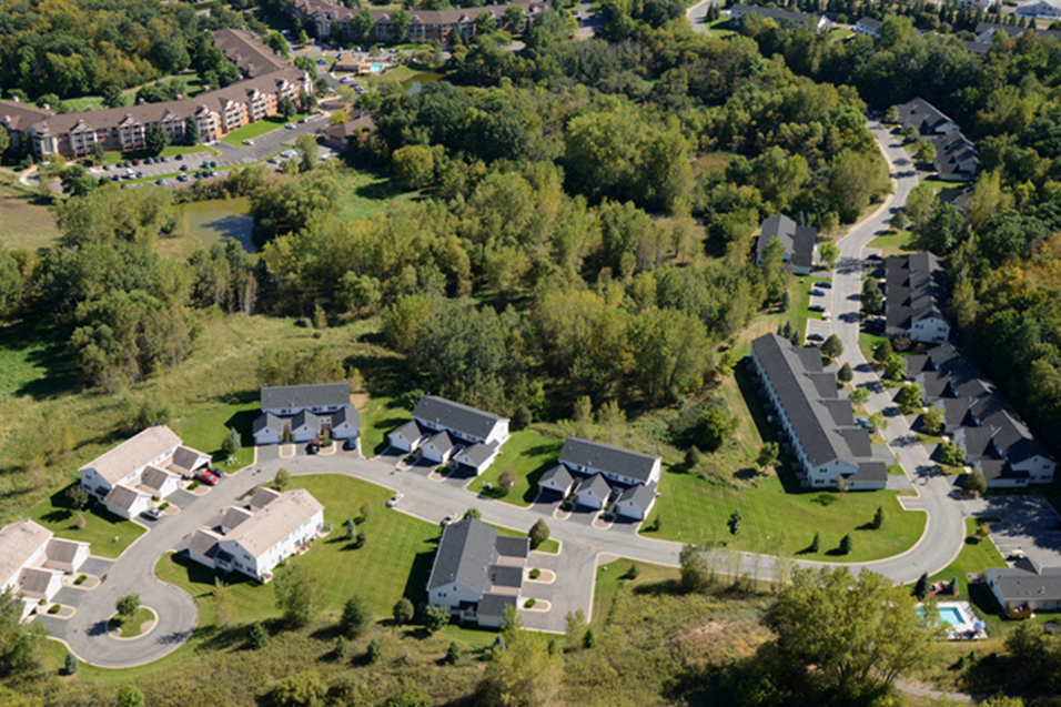 aerial view of some townhomes