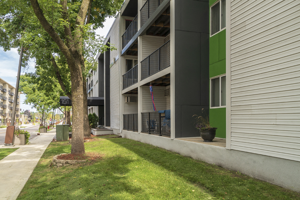outside shot of apartment buildings' patios