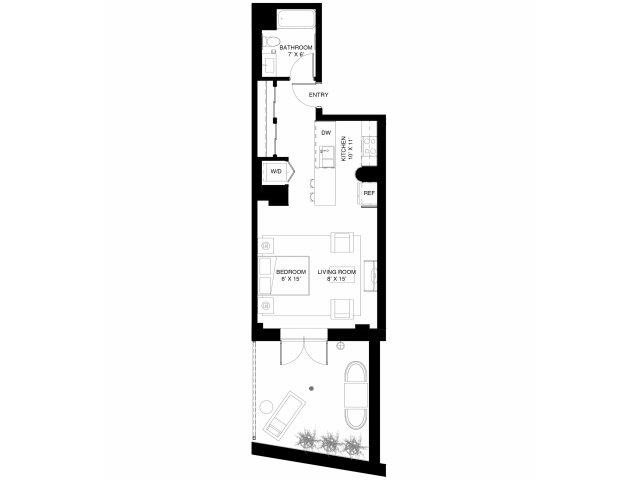A2 Studio Walkout Floor Plan 2