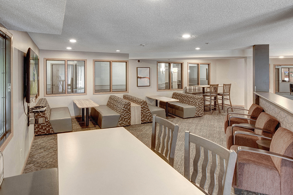 Community room with booth seating