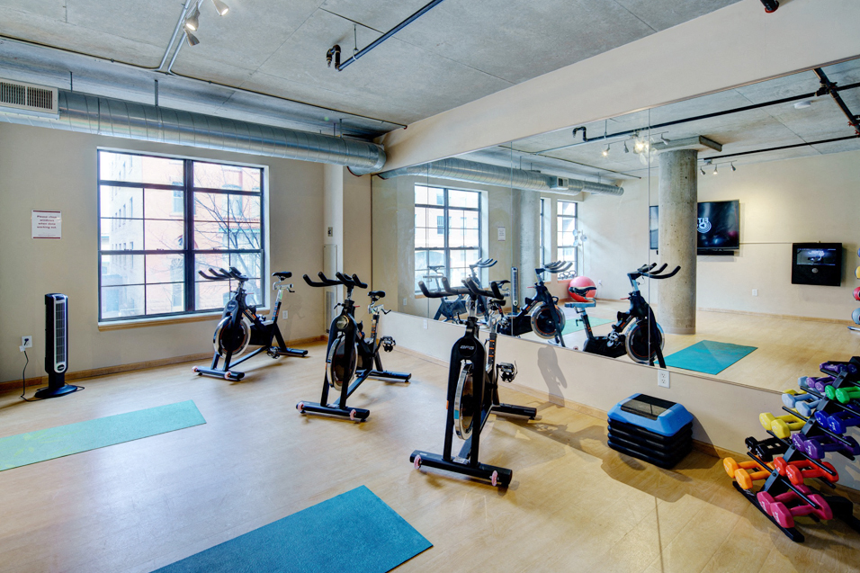 Yoga studio with ellipticals