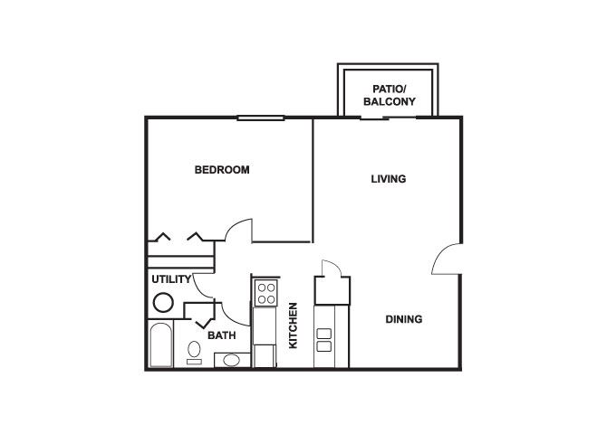 1 Bed 1 Bath 700