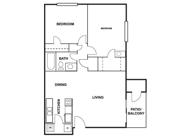 2Bed 1 Bath 1050