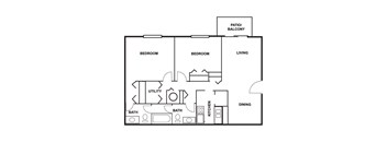 2 Bed 2 Bath 1000