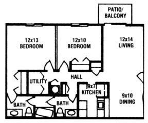 2 Bed 2 Bath 1000