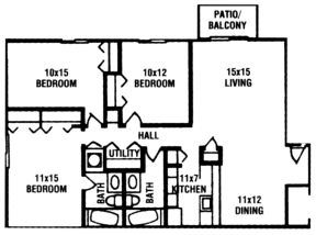 3 Bed 2 Bath 1300