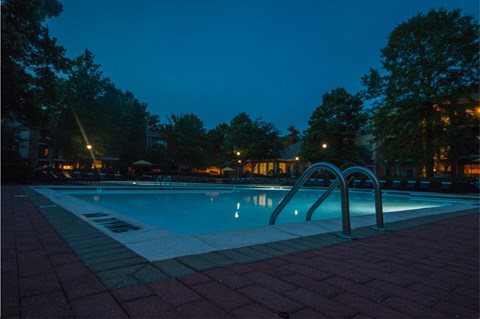 a swimming pool at night at night