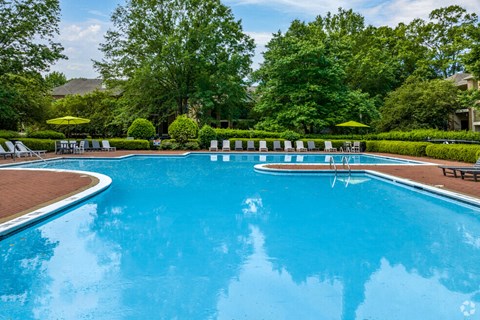 a large pool with chairs and umbrellas at the resort