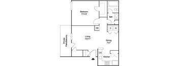 Courtyard  1BR 1BA 612 sq ft