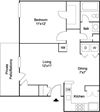 Courtyard 1BR 1BA 612 sq ft