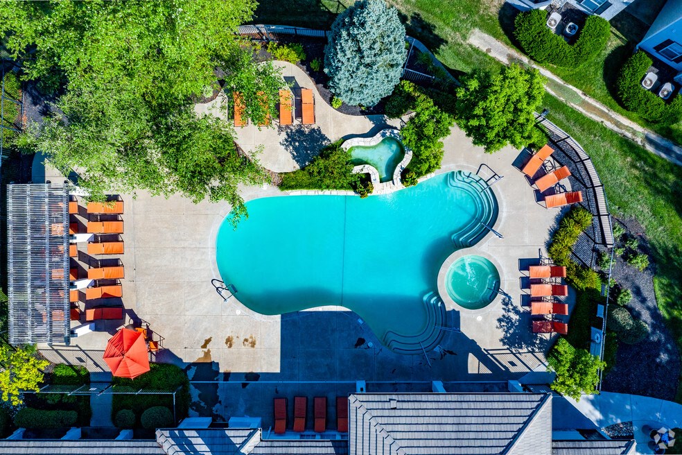 an aerial view of the pool at the resort at governors island