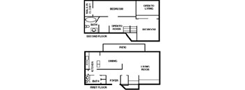 2 Bedroom  1 Full & 1 Half Bathroom