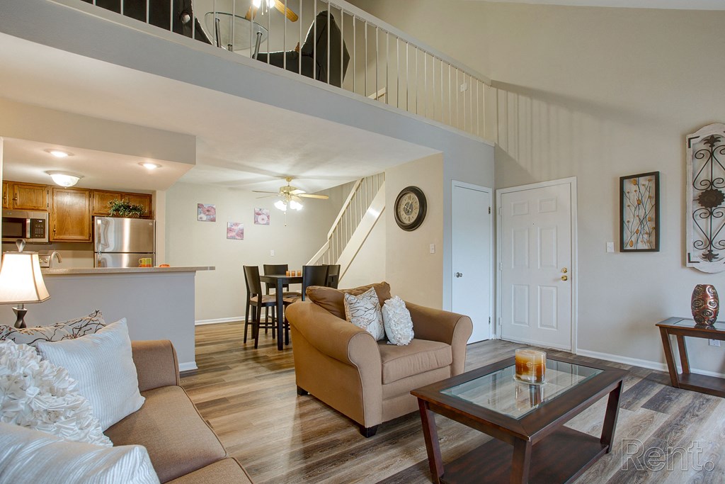 a living room with a couch and a coffee table