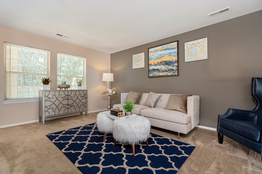 a living room with a couch and a coffee table