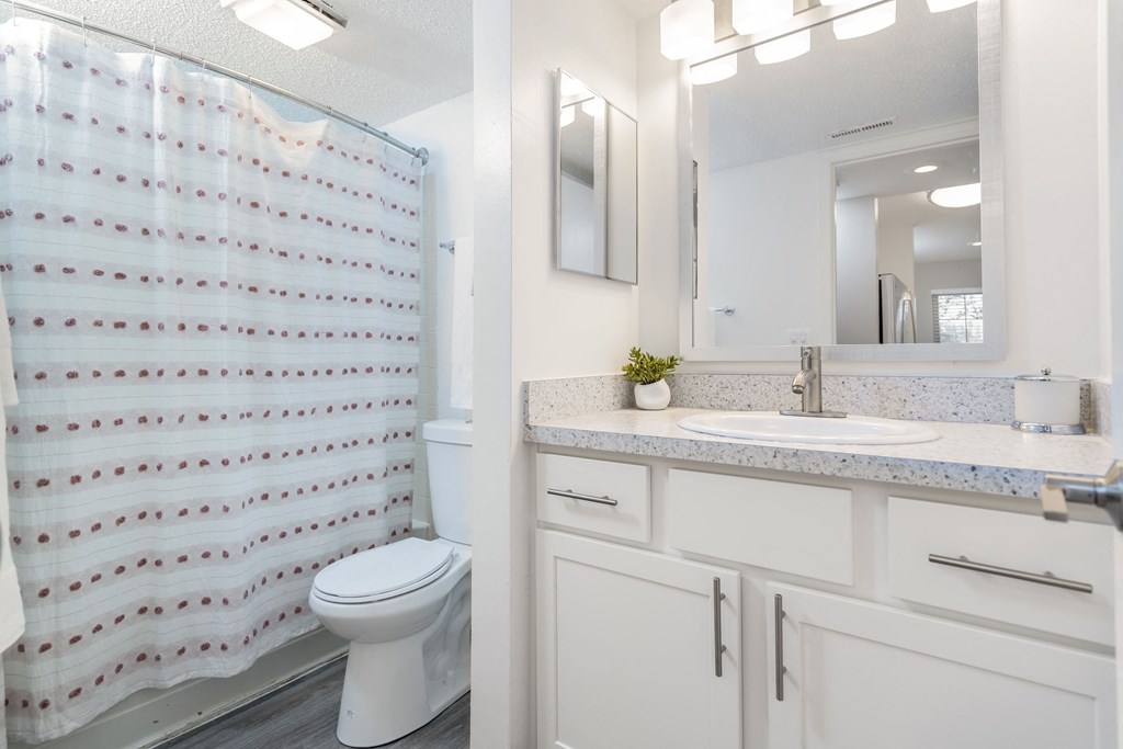 a bathroom with a shower and a sink and a toilet
