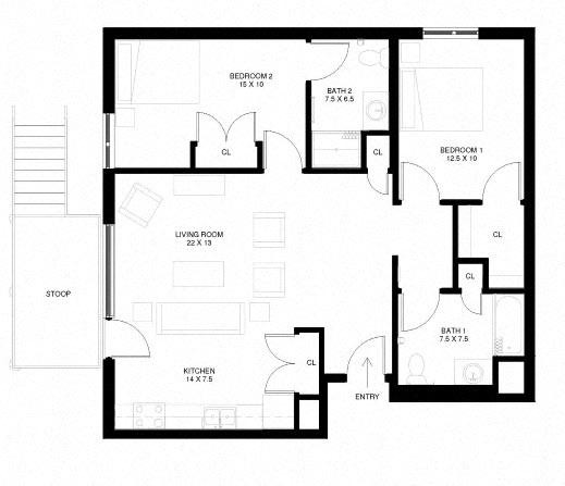 Two Bedroom The Rose Apartments - South Quarter - Minneapolis - Aeon