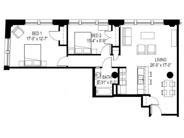 2 Bed Floor Plan 3