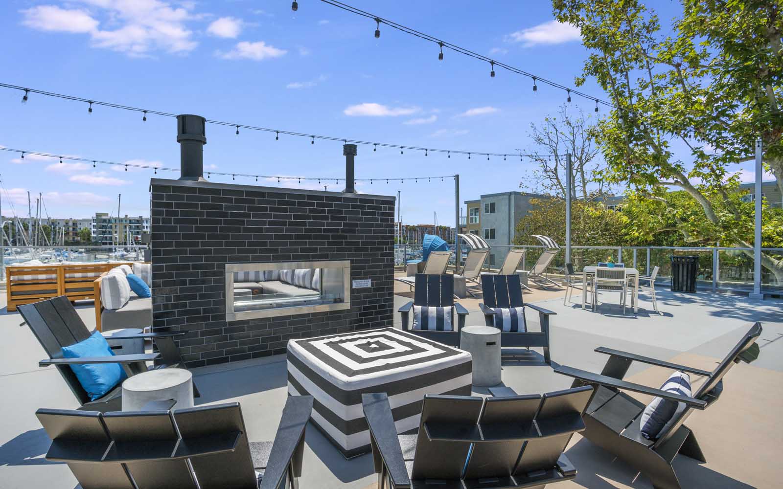 Wayfarer Marina Del Rey, CA Pool Area and Fireplace