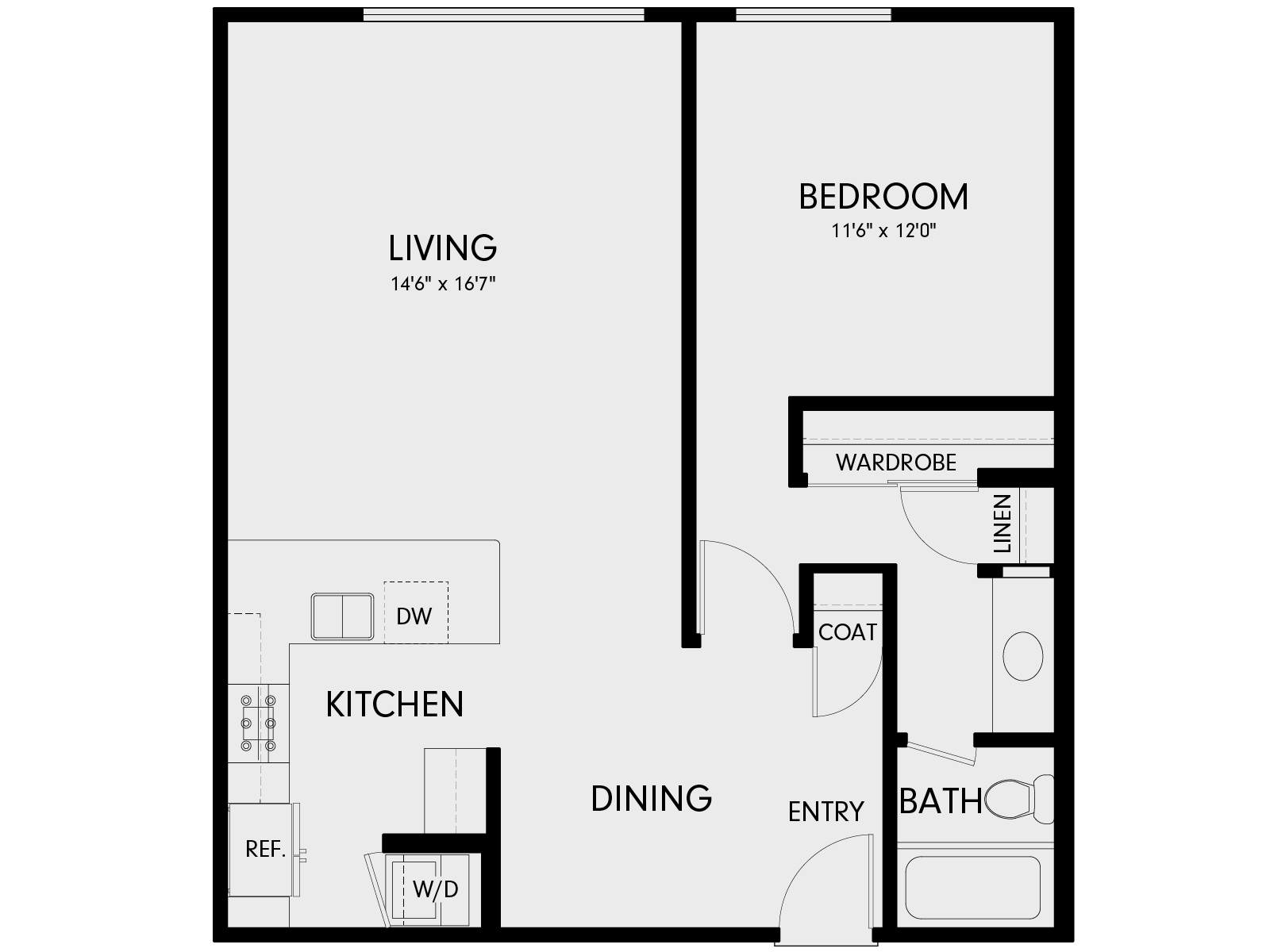 Wayfarer Marina Del Rey, CA 1A4 Floor Plan 810 SF