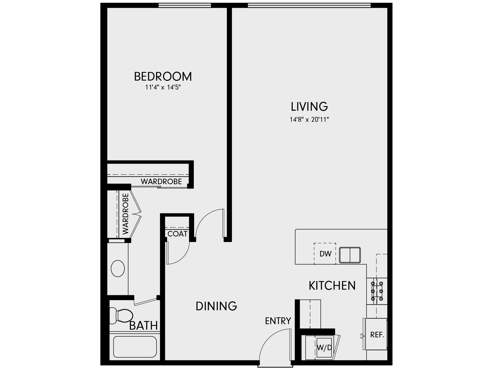 Wayfarer Marina Del Rey, CA 1C1 Floor Plan 936 SF