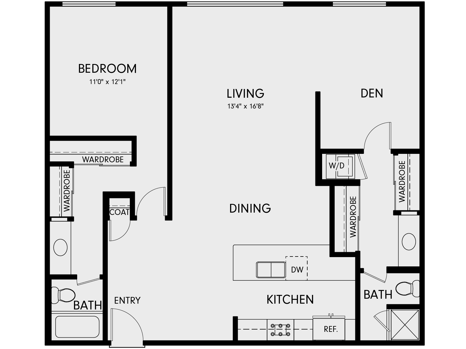 Wayfarer Marina Del Rey, CA 1DA4 Floor Plan 1120 SF