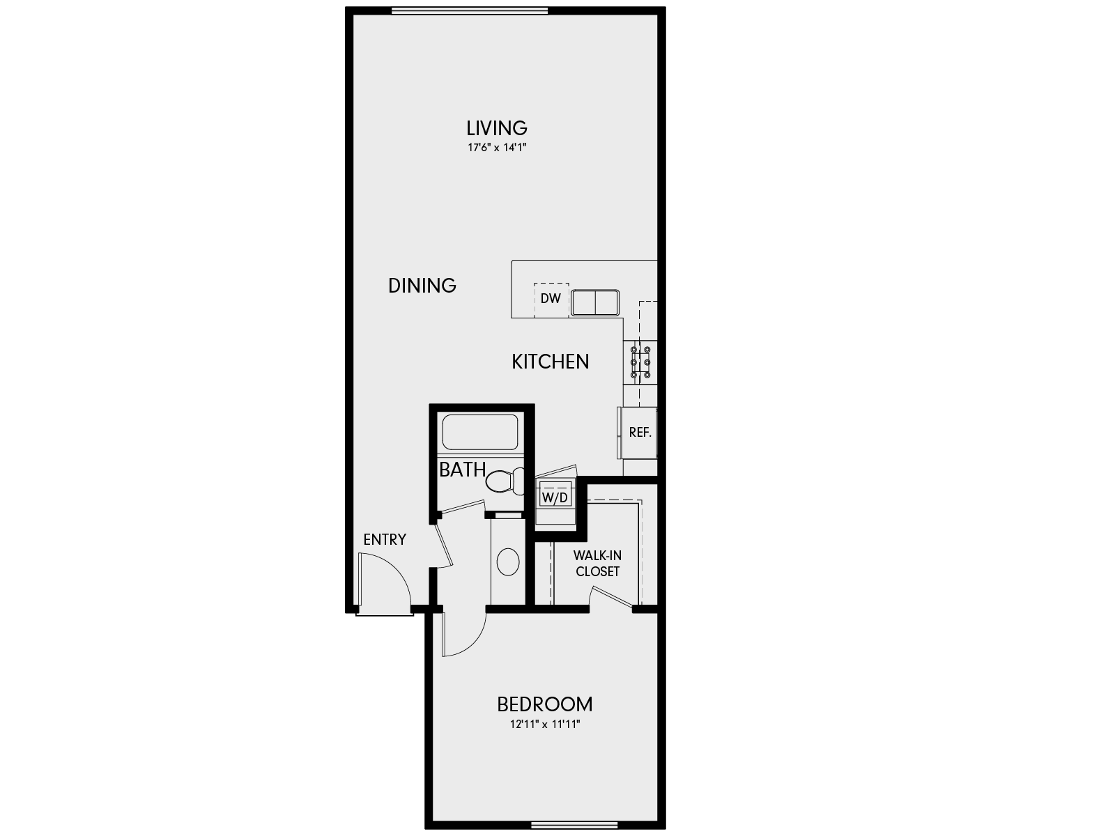 Wayfarer Marina Del Rey, CA 1E1 Floor Plan 792 SF