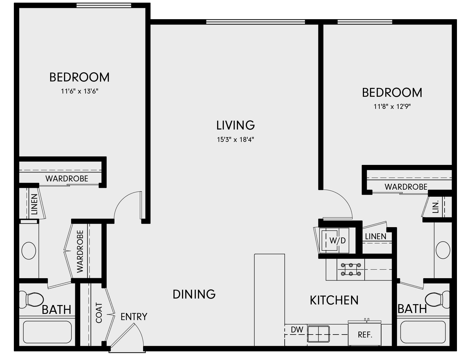 Wayfarer Marina Del Rey, CA 2A4 Floor Plan 1203 SF