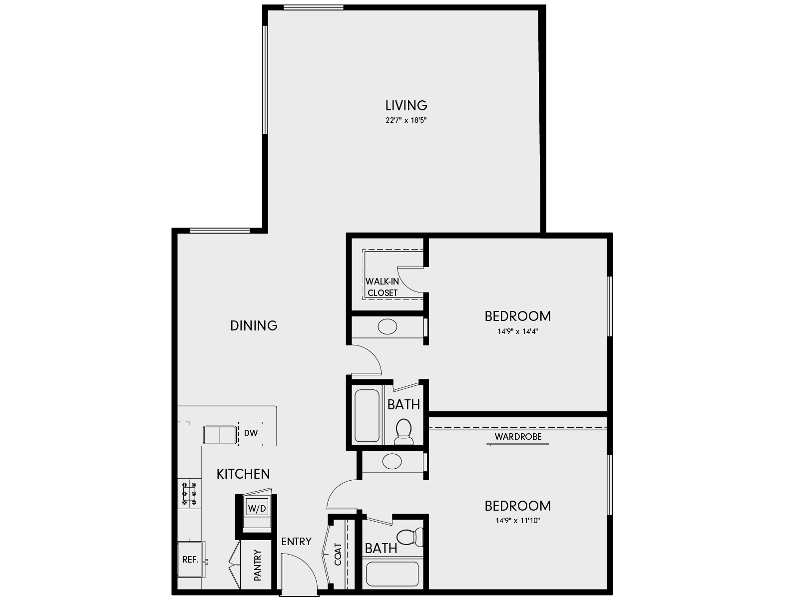 Wayfarer Marina Del Rey, CA 2C3 Floor Plan 1489 SF