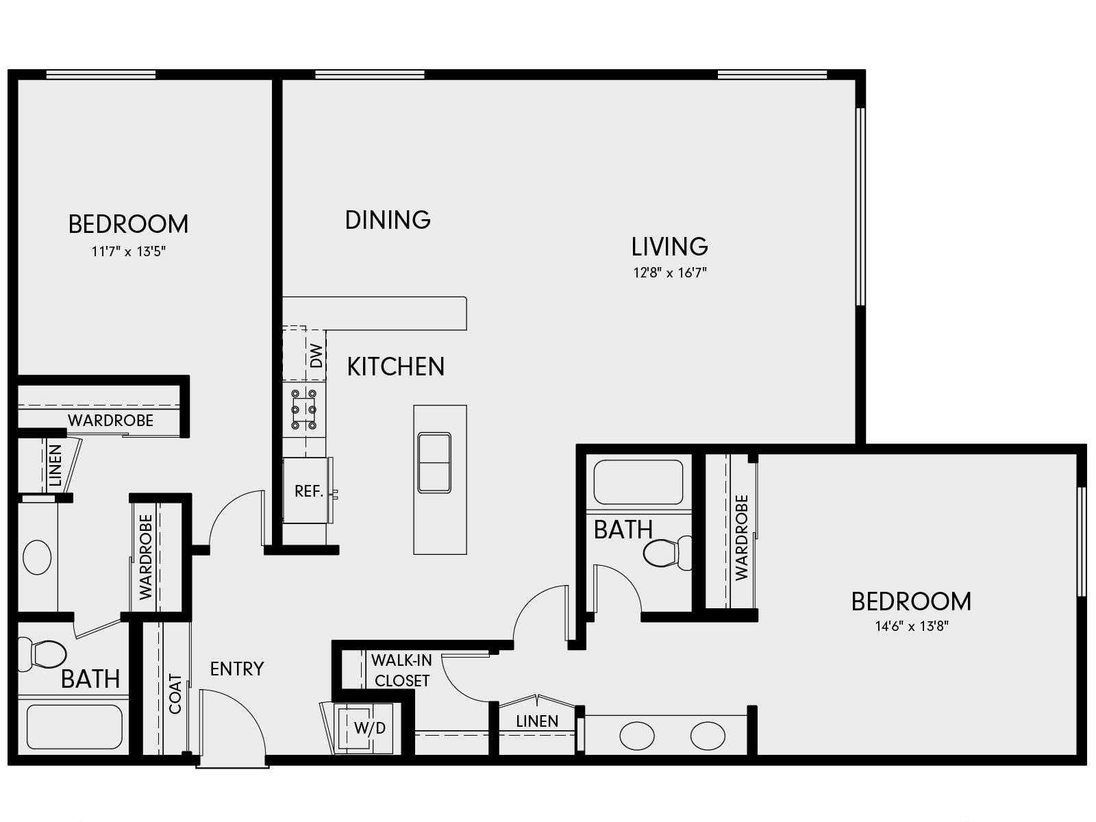 Wayfarer Marina Del Rey, CA 2C8 Floor Plan 1362 SF