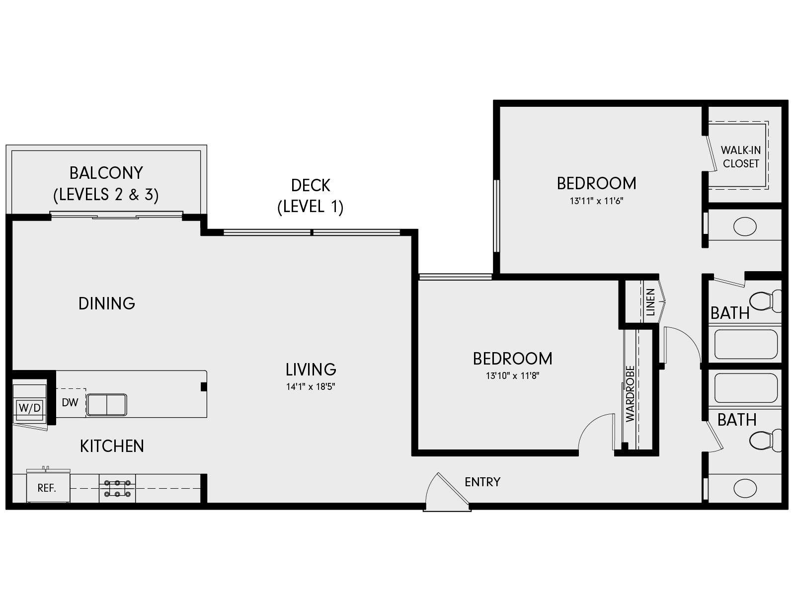 Wayfarer Marina Del Rey, CA 2S1 Floor Plan 1174 SF