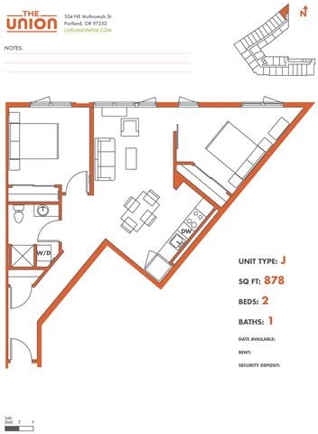 The Union Portland OR 2 Bedroom Sq Ft 876 Unit J-2