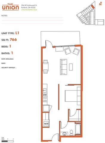 The Union Portland OR 1 Bedroom Sq Ft 769 Unit L1-2