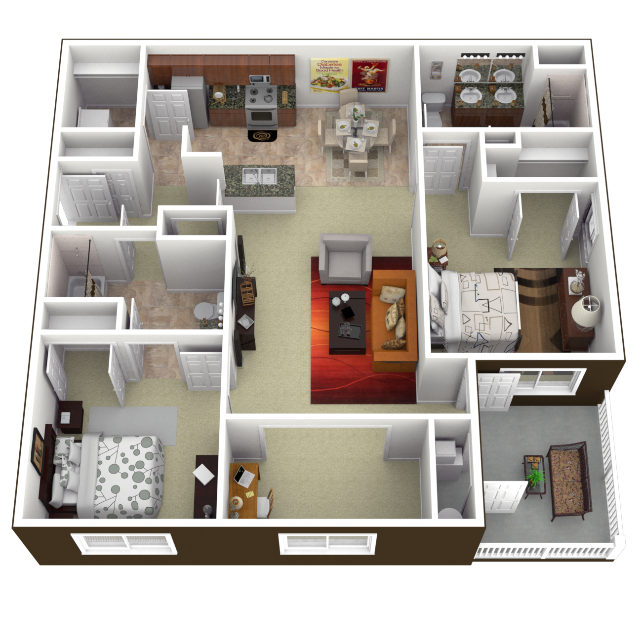 Floor Plans of Waterford Apartments in Spring Lake, NC