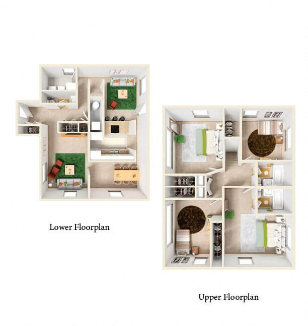 four bedroom townhome for rent floor plan