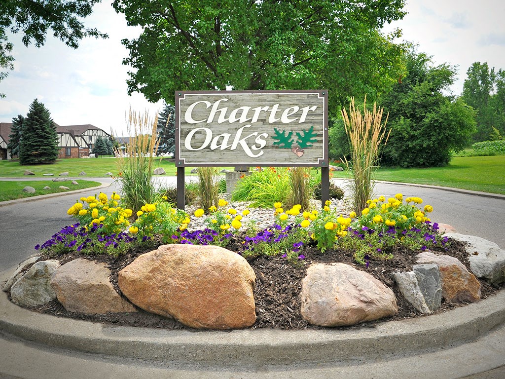 Property Entry Sign at Charter Oaks Apartments, Davison, Michigan