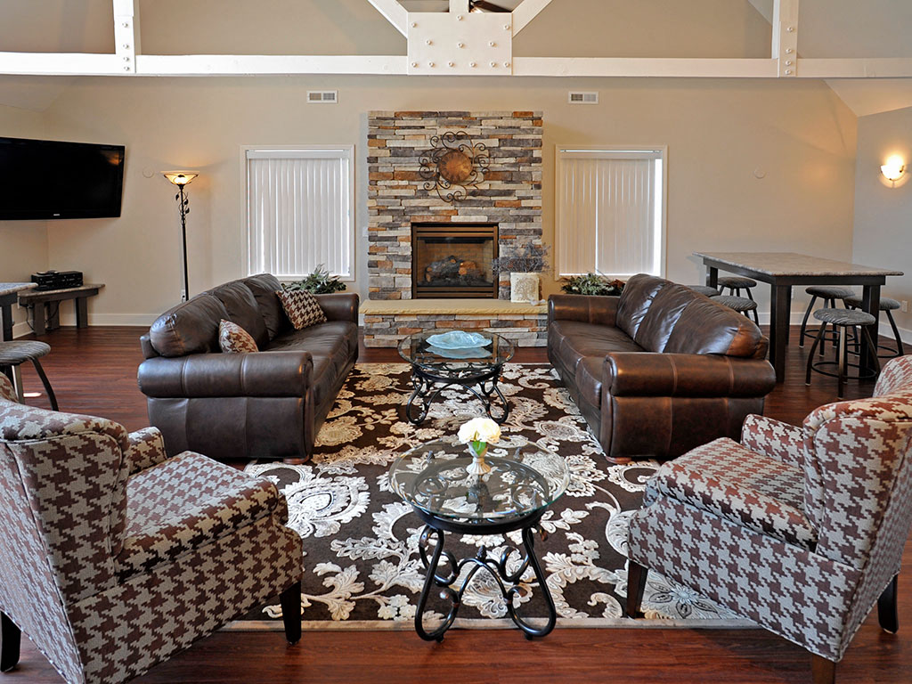 Clubhouse With Standard Fireplace at Shannon Manor Townhouses, Davison, Michigan
