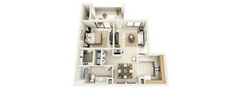 The Ironwood | 1 Bedroom 1 Bathroom Floor Plan