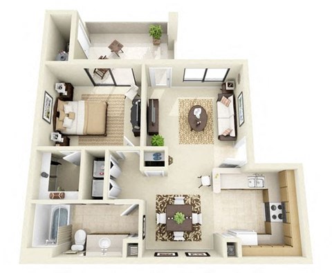 The Ironwood | 1 Bedroom 1 Bathroom Floor Plan