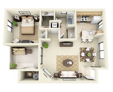 The Mesquite | 1 Bedroom 1 Bathroom Floor Plan