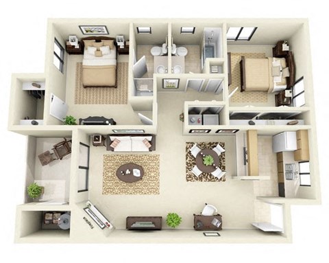 The Laurel | 2 Bedroom 2 Bathroom Floor Plan
