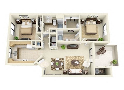 The Saguaro | 2 Bedroom 2 Bathroom Floor Plan