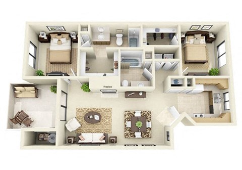 The Sonoran | 2 Bedroom 2 Bathroom Floor Plan